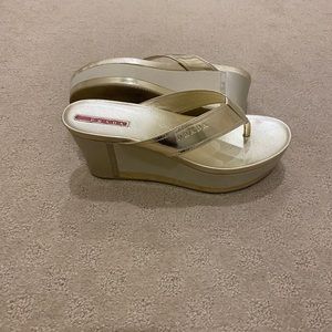 Prada light gold platform thing shoes